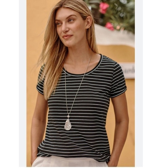 J. Jill Tops - J. Jill Everyday Relaxed Black & White Cotton Tee